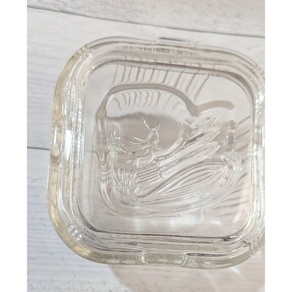 Federal Glass Vintage Clear Ribbed Refrigerator Dish With Apple Design Lid 4" - Picture 3 of 9